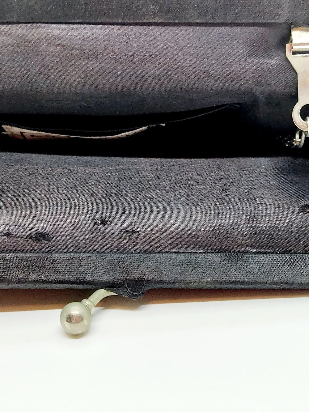 La Regale Black Satin Beaded Convertible Evening Clutch With Chain Strap